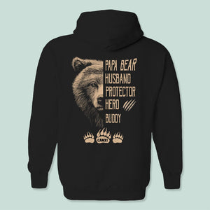 GeckoCustom Papa Bear Husband Protector Hero Buddy Bear Shirt N304 HN590 Pullover Hoodie / Black Colour / S