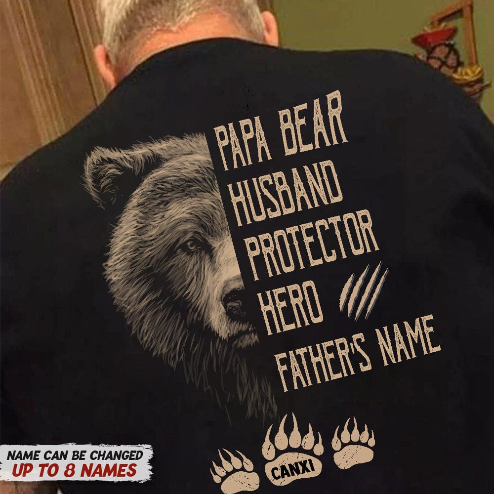 HAASE UNLIMITED Men's Papa Bear T-Shirt - 100% Cotton Funny Dad Gift, Sizes S-3XL