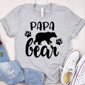 GeckoCustom Papa Bear Paw Family T-shirt, HN590 Basic Tee / White / S