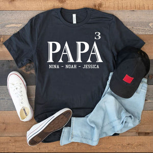 GeckoCustom Papa Custom Kids Names Personalized Custom Father's Day Shirt H319