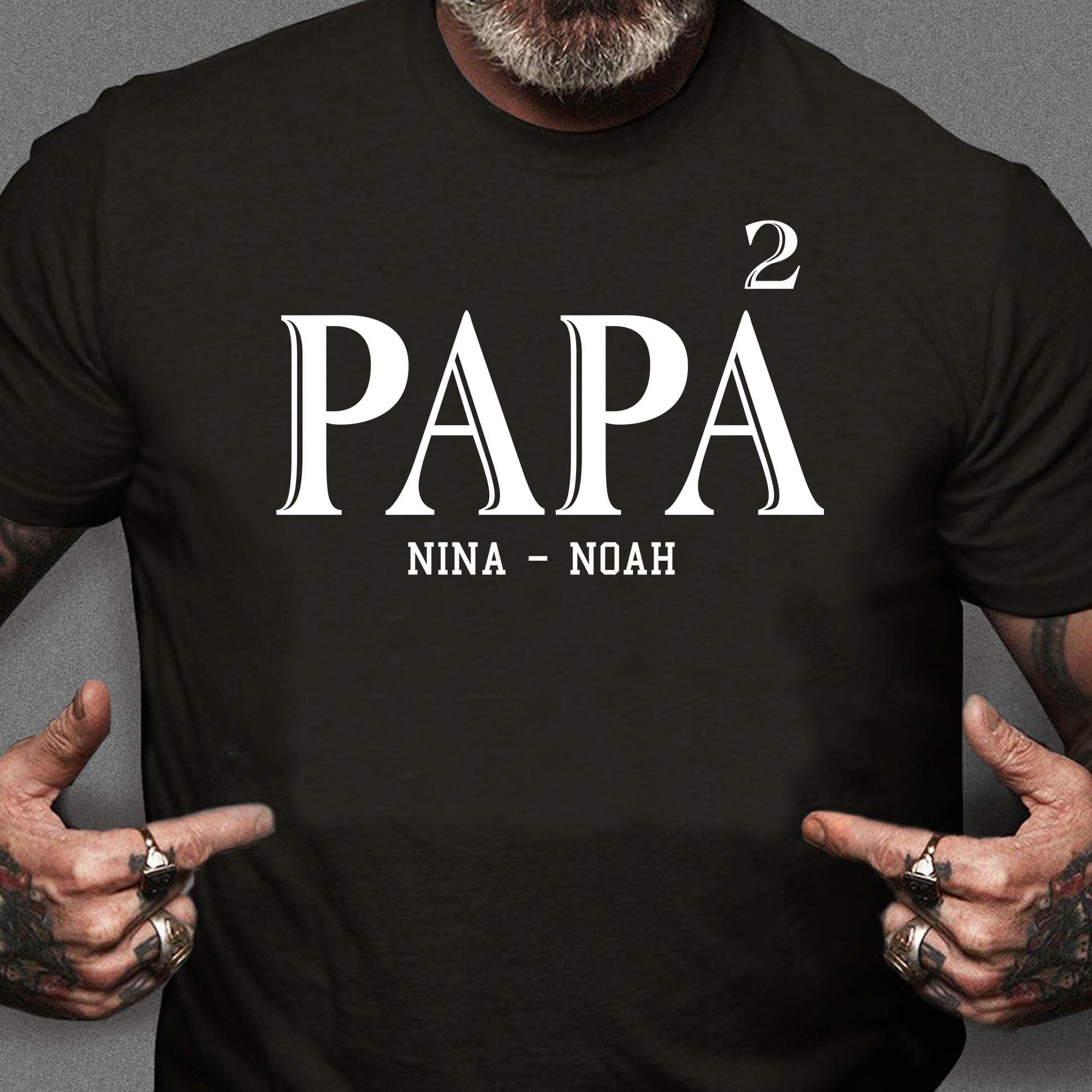 GeckoCustom Papa Custom Kids Names Personalized Custom Father's Day Shirt H319