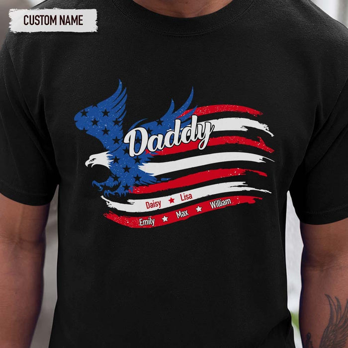 GeckoCustom Papa Patriotic America Flag Family Shirt HN590