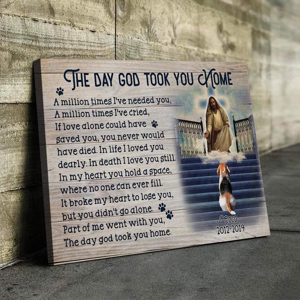 GeckoCustom Part Of Me Went The Day God Took You Home Dog Canvas, HN590 12 x 8 Inch