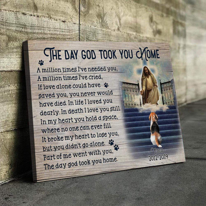 GeckoCustom Part Of Me Went The Day God Took You Home Dog Canvas, HN590 18 x 12 Inch