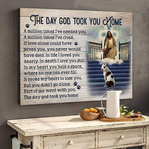 GeckoCustom Part Of Me Went The Day God Took You Home Dog Canvas, HN590 24 x 16 Inch