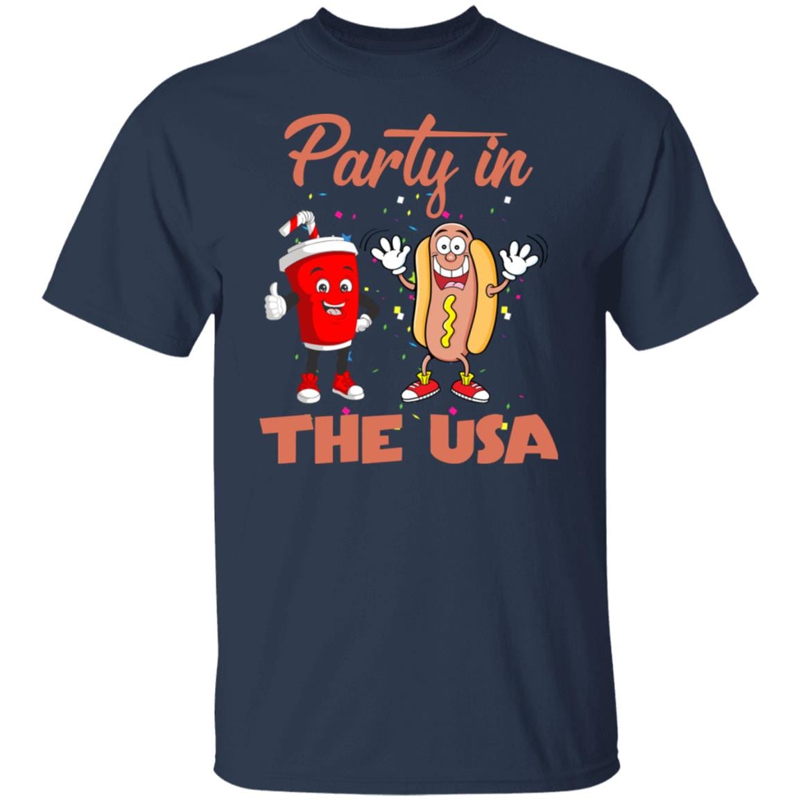 GeckoCustom Party in the USA Fourth of July Shirt H403 Basic Tee / Navy / S