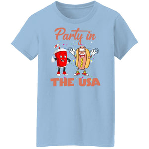 GeckoCustom Party in the USA Fourth of July Shirt H403 Women T-Shirt / Light Blue / S