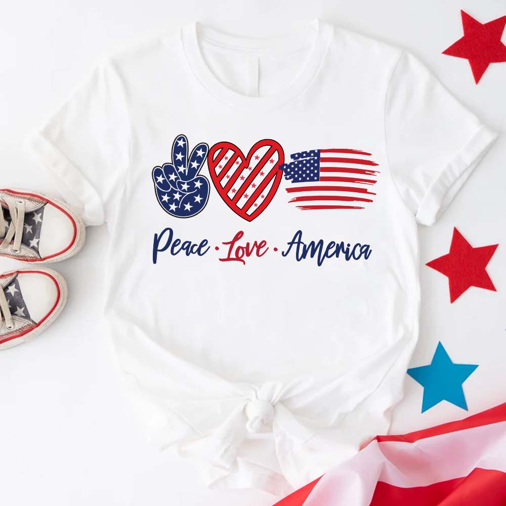 GeckoCustom Peace Love America, American Shirt, HN590
