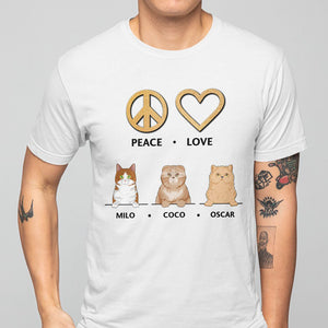 GeckoCustom Peace Love Cat Personalized Custom Cat Mom Cat Dad Shirt C409 Premium Tee (Favorite) / P Light Blue / S