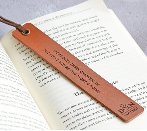 GeckoCustom Personalised Leather Bookmark, Third Anniversary Gift, HN590 17cm * 2.5cm