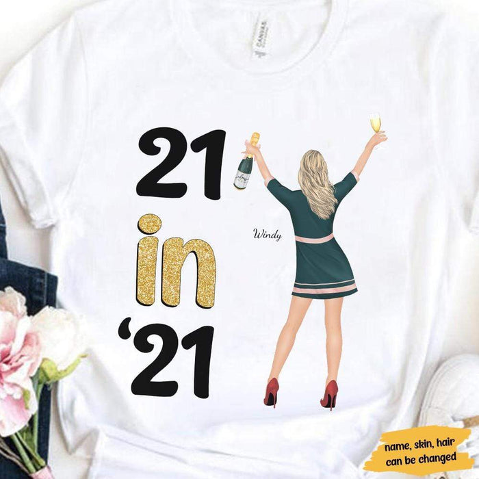 GeckoCustom Personalized 21 Birthday T Shirt, 21 in 21 Birthday Shirt, Turning 21 Gift Unisex T Shirt / Light Blue Color / S