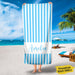 GeckoCustom Personalized Beach Towels, Best Beach Towels, Custom Summer Blue Striped Towels