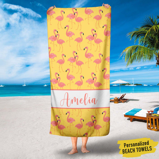 GeckoCustom Personalized Beach Towels, Best Beach Towels, Flamingo Beach Towels