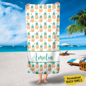 GeckoCustom Personalized Beach Towels, Best Beach Towels, Pineapple Beach Towels