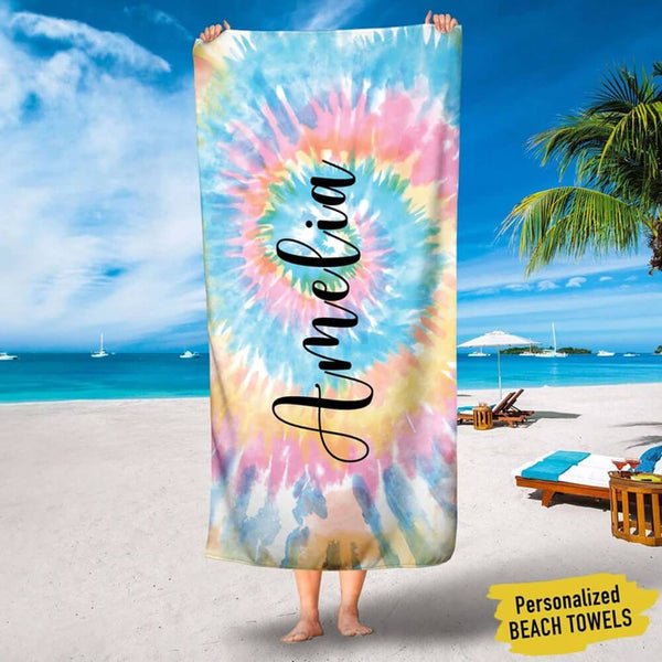 Monogrammed Tie Dye Beach Towel