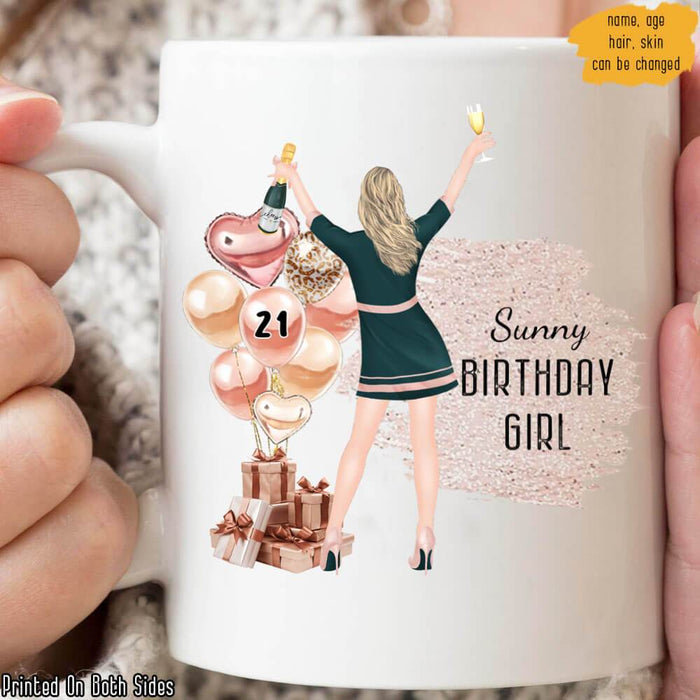 GeckoCustom Personalized Birthday Mug, Gift For Birthday Girl, Custom 2 Sides Printed Coffee Mug 11oz