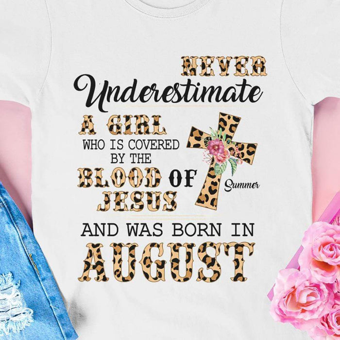 GeckoCustom Personalized Birthday T Shirt, Never Underestimate Girl Covered Blood Of Jesus Shirt, Birthday Gift Unisex T Shirt / Sport Grey Color / S