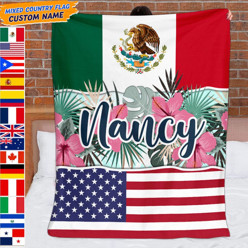 GeckoCustom Personalized Blanket Mixed Flag Country N369 HN590