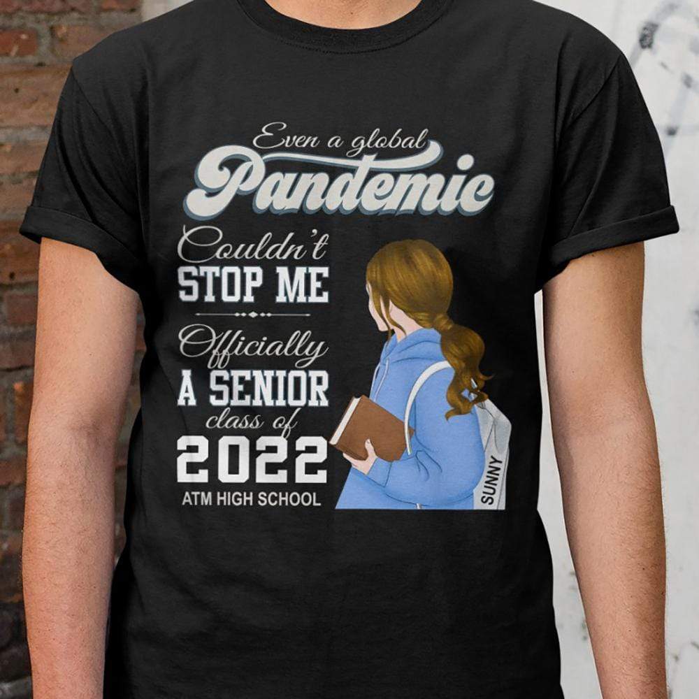 GeckoCustom Personalized Custom Back To School Shirt, Even Global Pandemic Couldn't Senior 2022 Retro Shirt, Senior 2022 Retro Shirt, Class of 2022 Dark Shirt Unisex T-Shirt / Black / S