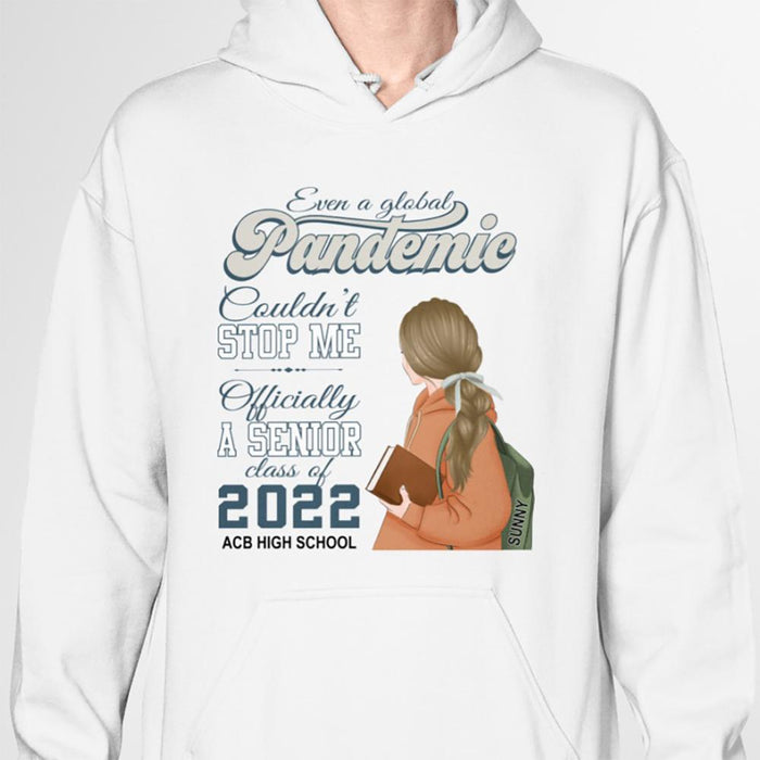 GeckoCustom Personalized Custom Back To School Shirt, Even Global Pandemic Couldn't Stop Me Shirt, Senior 2022 Retro Shirt, Class of 2022 Shirt Pullover Hoodie / Sport Grey Colour / S