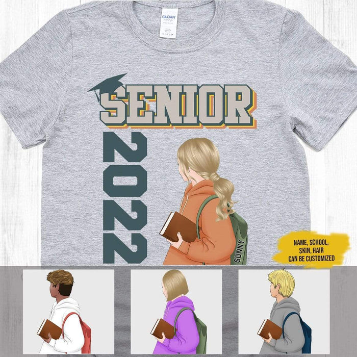 GeckoCustom Personalized Custom Back To School Shirt, Senior 2022 Shirt, Class of 2022 Shirt Unisex T-Shirt / Sport Grey / S