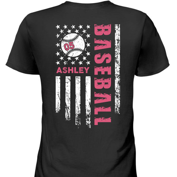 GeckoCustom Personalized Custom Baseball Backside Shirts C524 Women Tee / Black Color / S