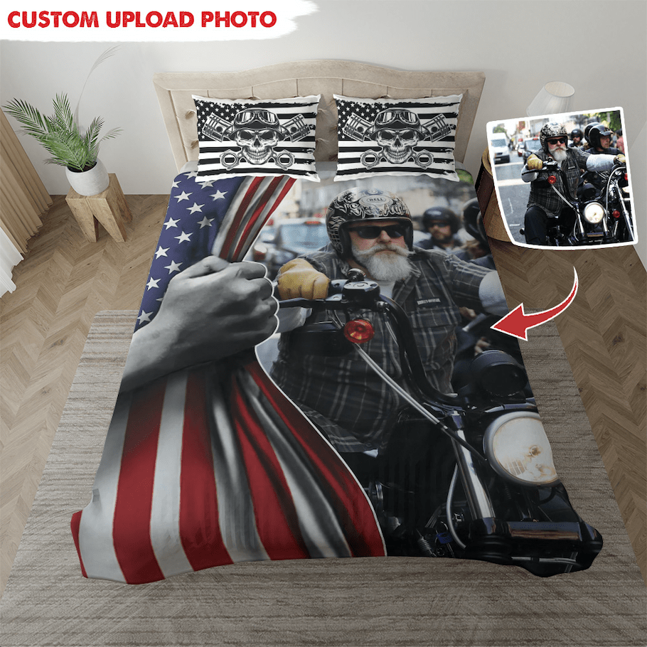 GeckoCustom Personalized Custom Biker Bedding HN590 Pillow 51cmx75cm/ 173cmx228cm / Only Name&Number