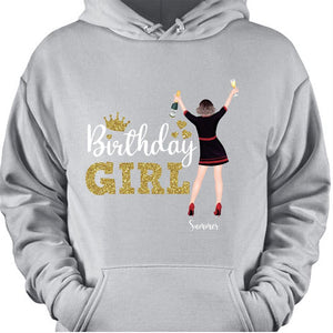 GeckoCustom Personalized Custom Birthday T Shirt, Birthday Girl Shirt, Birthday Gift Pullover Hoodie / Black Colour / S