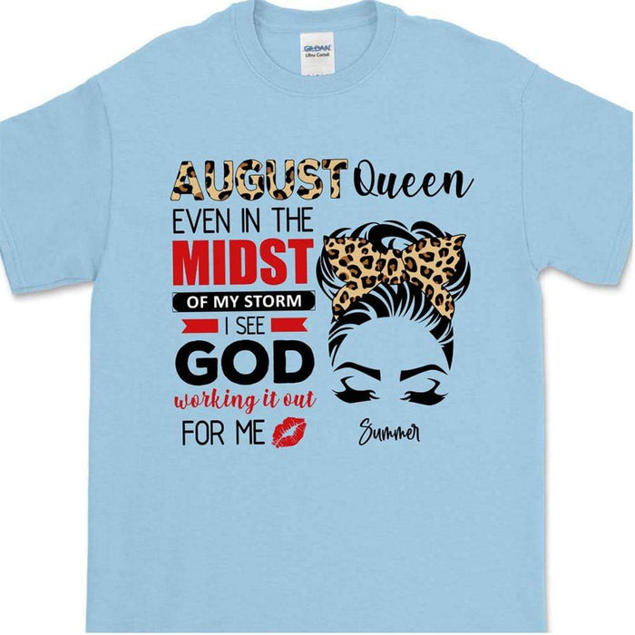 GeckoCustom Personalized Custom Birthday T Shirt, I See God Working It Out For Me Shirt, Birthday Gift Unisex T Shirt / Light Blue Color / S