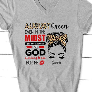GeckoCustom Personalized Custom Birthday T Shirt, I See God Working It Out For Me Shirt, Birthday Gift Women V-Neck T Shirt / V Sport Grey / S