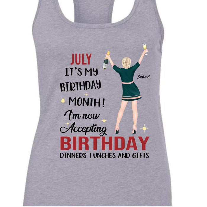 GeckoCustom Personalized Custom Birthday T Shirt, It's My Birthday Month Accepting Dinners Lunches Gifts Shirt, Birthday Gift