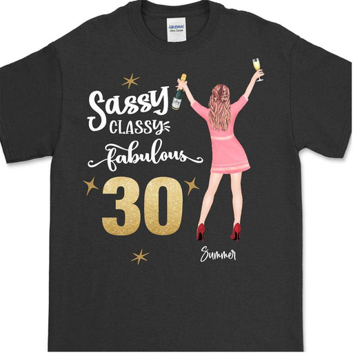 GeckoCustom Personalized Custom Birthday T Shirt, Sassy Classy Fabulous Shirt, Birthday Gift Unisex T-Shirt / Black Color / S