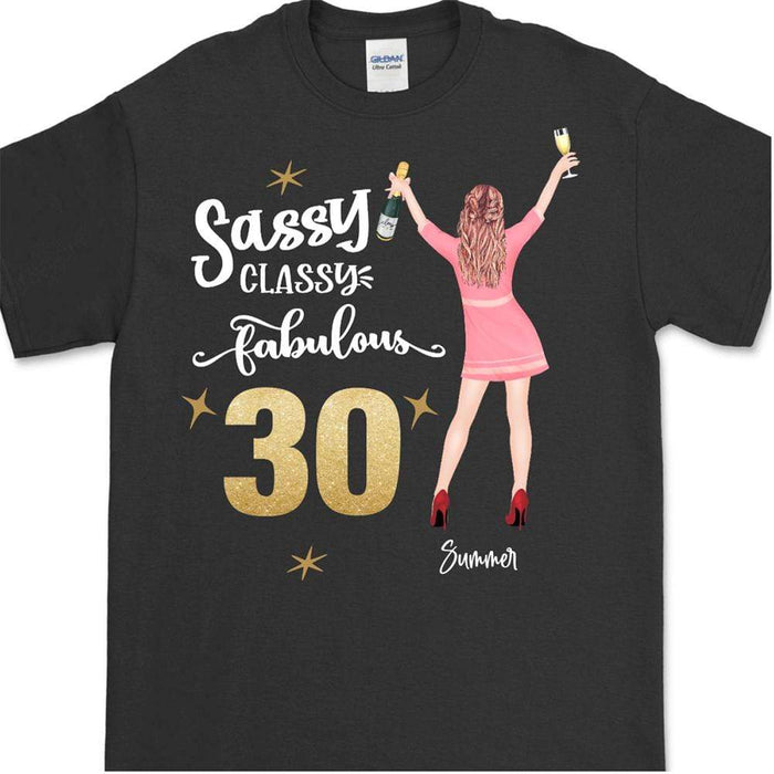 GeckoCustom Personalized Custom Birthday T Shirt, Sassy Classy Fabulous Shirt, Birthday Gift Unisex T-Shirt / Black Color / S