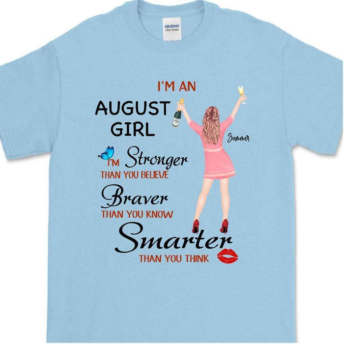 GeckoCustom Personalized Custom Birthday T Shirt, Stronger Braver Smarter Than You Think Shirt, Birthday Gift Unisex T Shirt / Light Blue Color / S