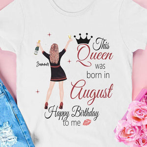 GeckoCustom Personalized Custom Birthday T Shirt, This Queen Was Born In Month Birthday Shirt, Birthday Gift Unisex T Shirt / Light Blue Color / S