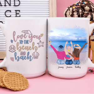 GeckoCustom Personalized Custom Coffee Mug, Best Friend Gift, Love You To The Beach And Back 11oz