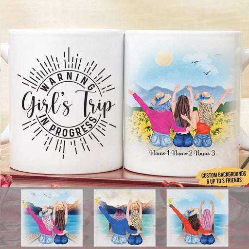 GeckoCustom Personalized Custom Coffee Mug, Best Friend Gift, Warning Girls Summer Trip 11oz