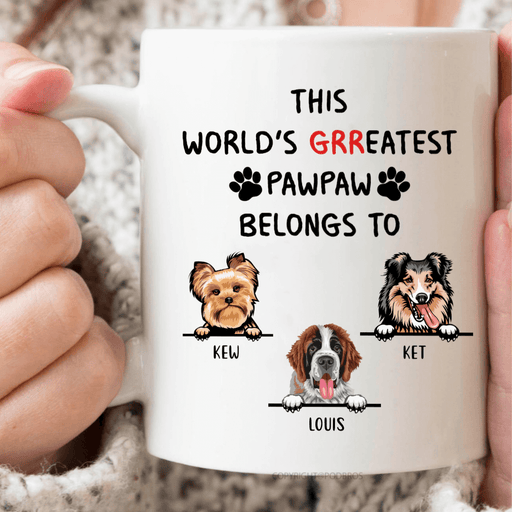 GeckoCustom Personalized Custom Coffee Mug, Dog Lover Gift, Fathers Day Gift, World Greatest Pawpaw
