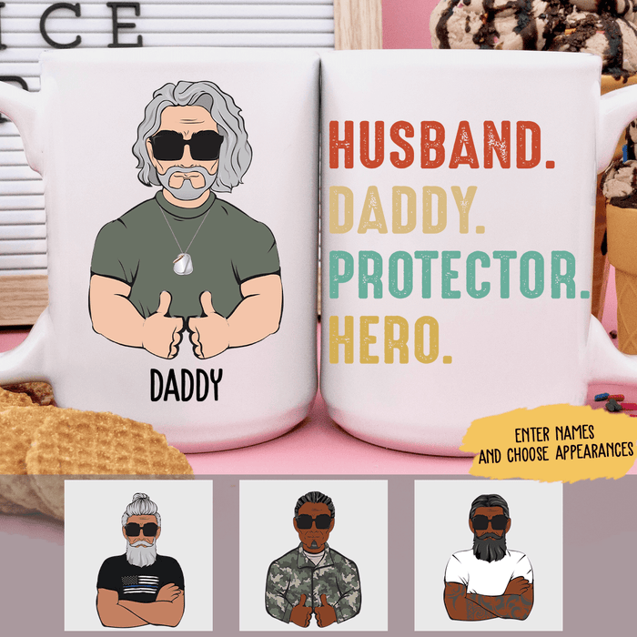 GeckoCustom Personalized Custom Coffee Mug, Gift For Dad, Daddy Husband Hero 11oz
