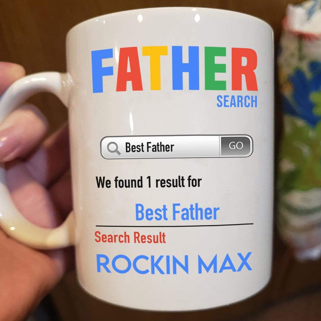 GeckoCustom Personalized Custom Coffee Mug, Gift For Dad, Fathers Day Gift, Best Father Search 11oz