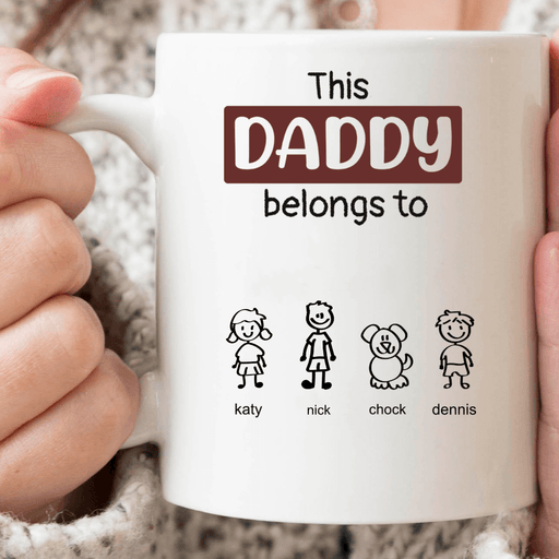 GeckoCustom Personalized Custom Coffee Mug, Gift For Dad, Fathers Day Gift, This Daddy Belongs To 11oz