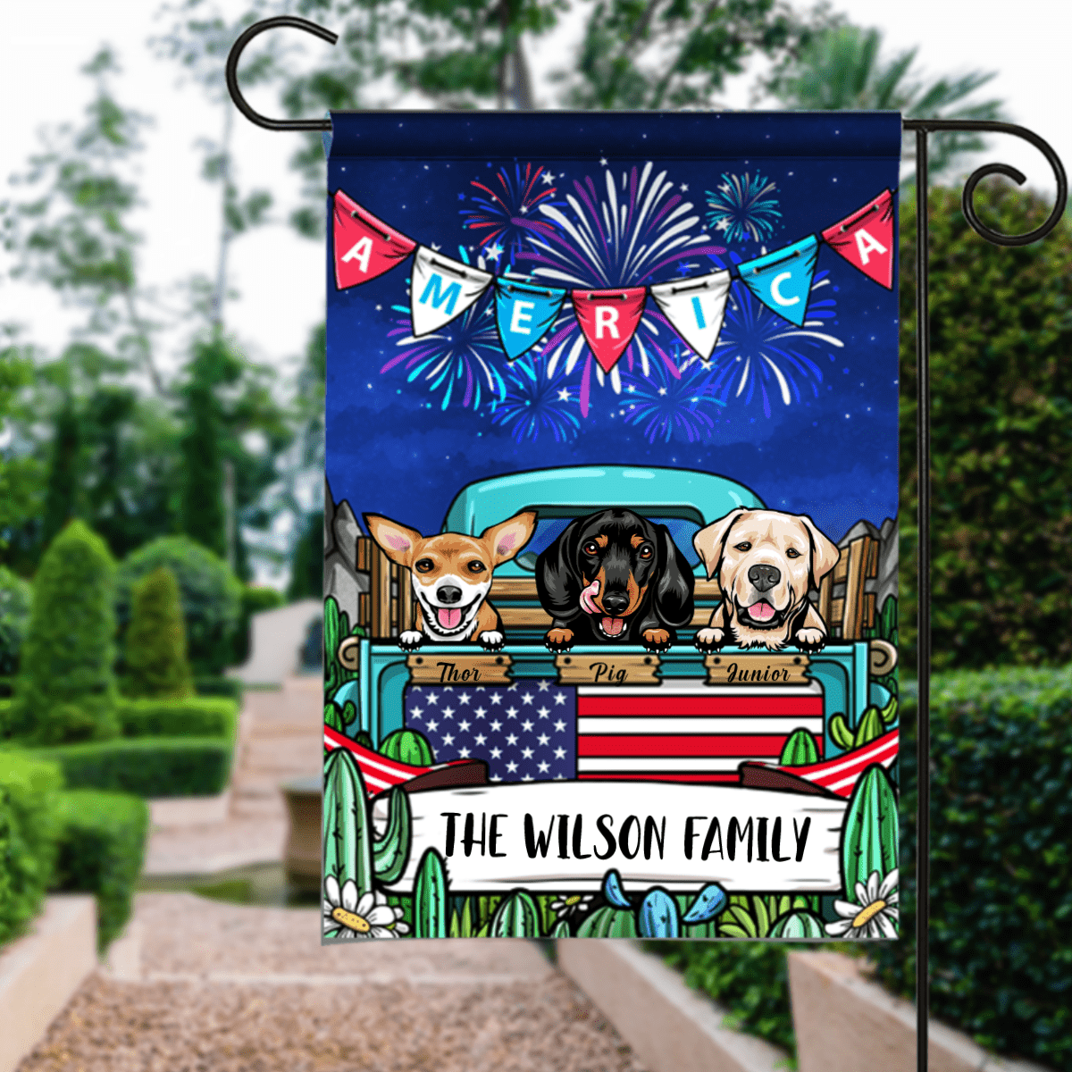 Happy Fourth Of July Dog Garden Flag TA29 GeckoCustom