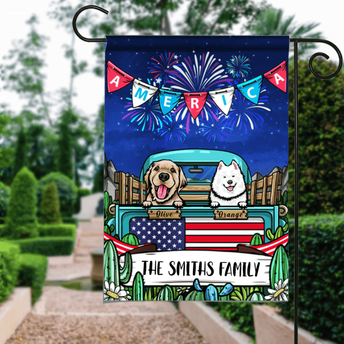 GeckoCustom Personalized Custom Dog Garden Flag, Happy Fourth Of July Dog Flag, Dog Lover Gift 12"x18"