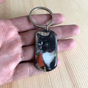 GeckoCustom Personalized Custom Dog Keychain, One By My Side Keychain, Dog Cat Memorial Gift