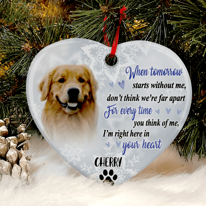 GeckoCustom Personalized Custom Dog Memorial Ornament Decor, When Tomorrow Starts Without Me, Memorial Gift Pack 1
