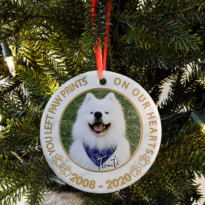 GeckoCustom Personalized Custom Dog Memorial Ornament Decor, You Left Paw Prints On Our Hearts, Memorial Gift