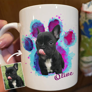 GeckoCustom Personalized Custom Dog Photo Coffee Mug, Dog Cat Galaxy Paw Print Photo Mug, Dog Lover Gift 15oz