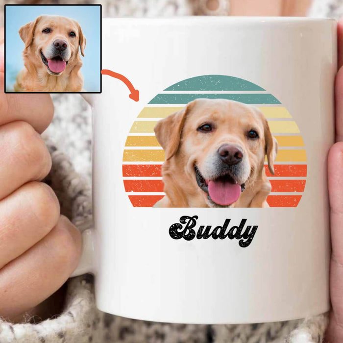 GeckoCustom Personalized Custom Dog Photo Coffee Mug, Dog Cat Retro Photo Mug, Dog Lover Gift 11oz