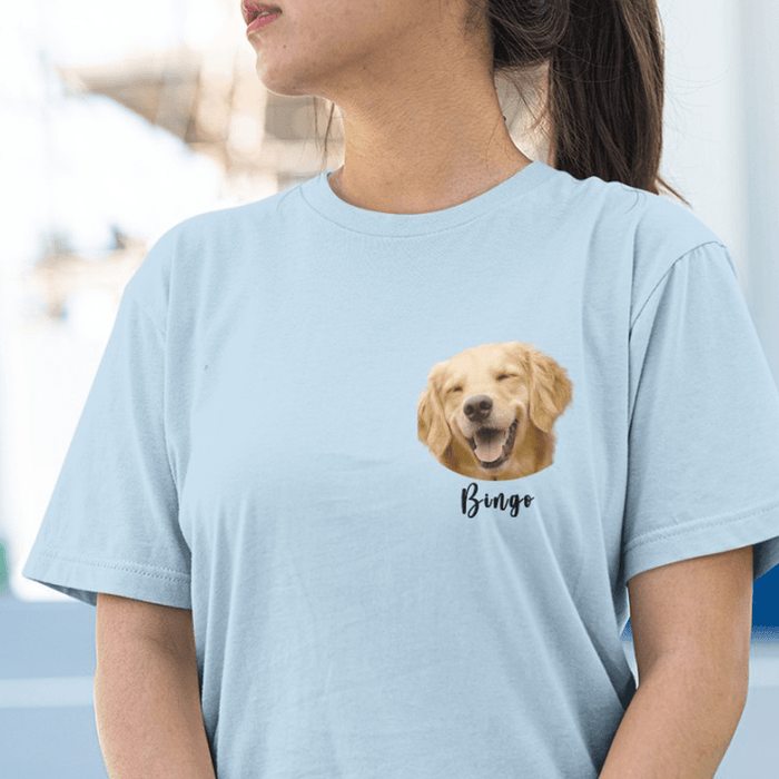 GeckoCustom Personalized Custom Dog Photo Shirt, Dog Face Upload Photo, Dog Lover Photo Print Shirt Women T Shirt / Sport Grey Color / S