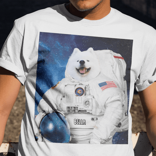 GeckoCustom Personalized Custom Dog Photo Shirt, Funny Pet Astronaut Shirt, Dog Lovers Gift Unisex T-Shirt / Sport Grey / S